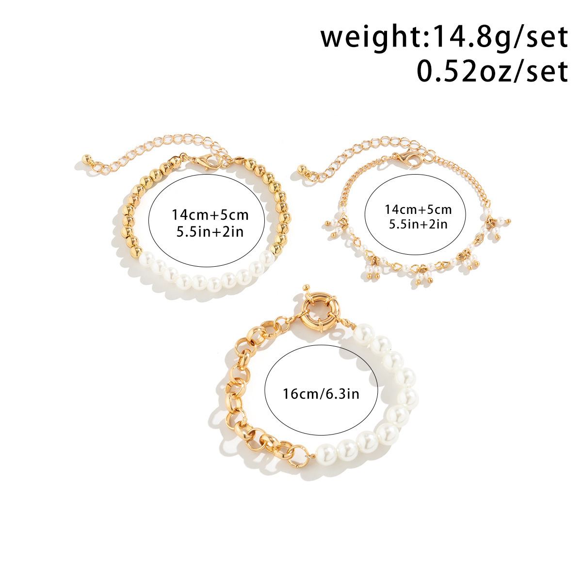 37g Weight Bracelets Classification 1 Set Quantity Holiday, Daily Occasion Imitation Pearl, Alloy Material Heart Shape Pattern Unisex Gender Irregular, Plating Design Lady Heart Shape Imitation Pearl Alloy Wholesale Bracelets 32