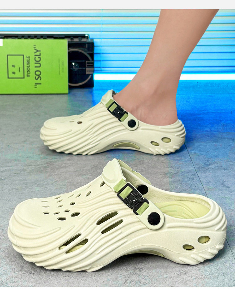 Dép sandal nam lỗ thoáng đế dày EVA chống trượt, đi biển và lái xe — Màu nâu kaki, Xanh nhạt, Đen xám chi tiết 7