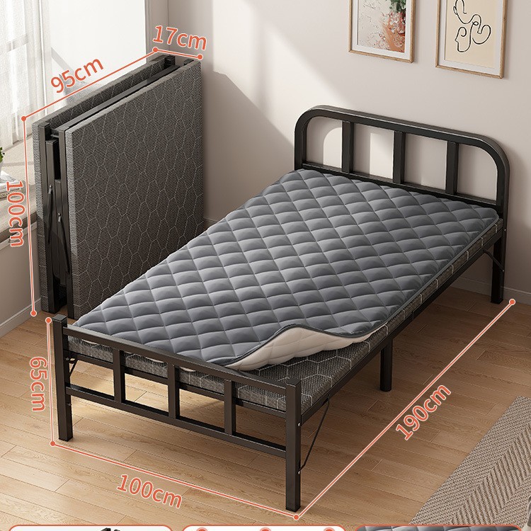Cama plegable Cama simple para el hogar individual Cama supletoria Cama pequeña para el almuerzo de 1,2 m Cama de hierro dura para adultos
