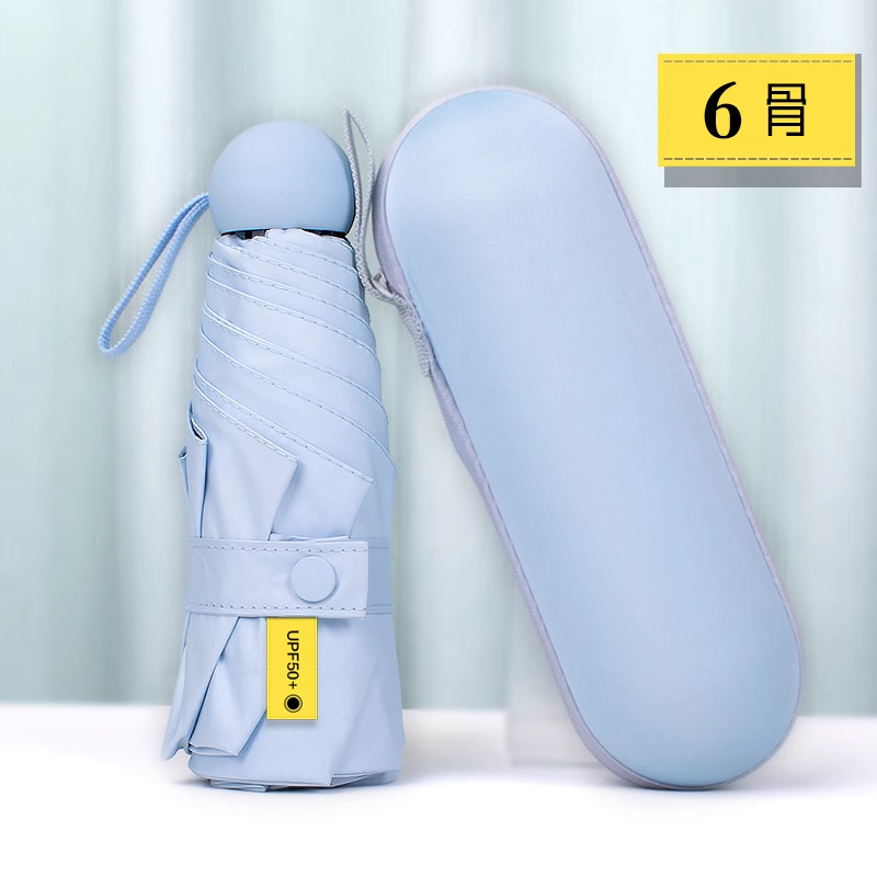 Paraguas cápsula ultraligero, paraguas de protección solar engrosado, doble uso para sol y lluvia, paraguas para mujer, mini paraguas plegable personalizado al por mayor.