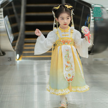 汉服女童秋装中式汉元素改良中大童礼服洛丽塔连衣裙童装一件代发