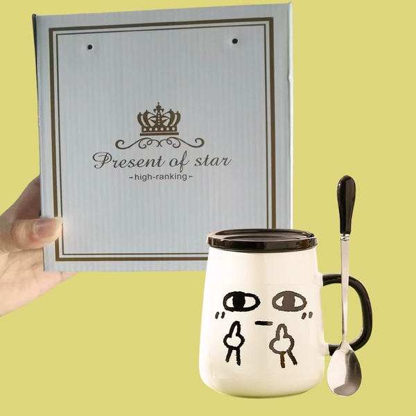 Middle finger (exquisite gift box packaging: cup + lid + exclusive spoon)&_?