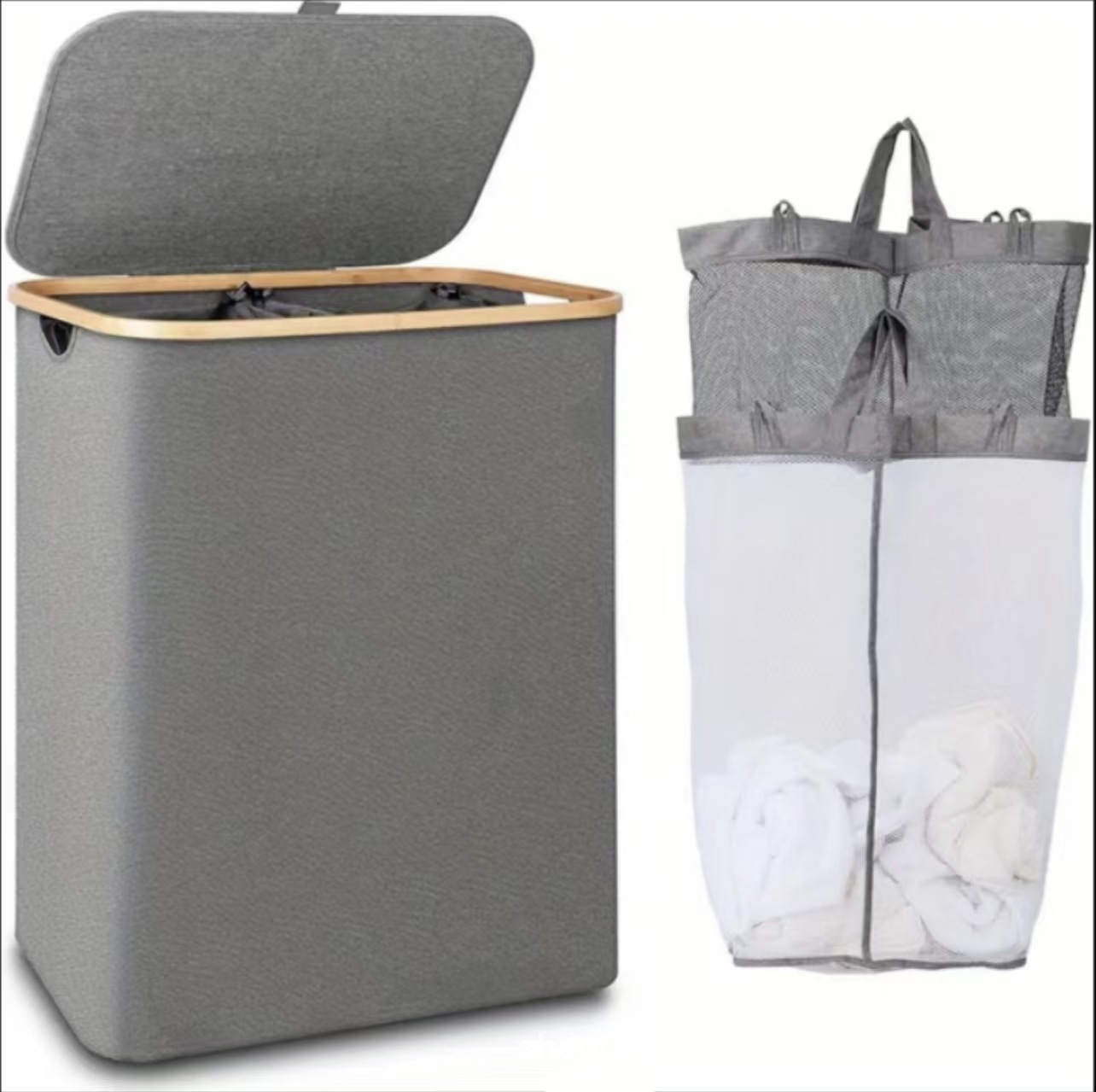 Large Capacity Dirty Clothes Basket from the Source Factory, Bamboo Hoop, Removable Inner Bag, Laundry Basket, Bedroom Storage Box