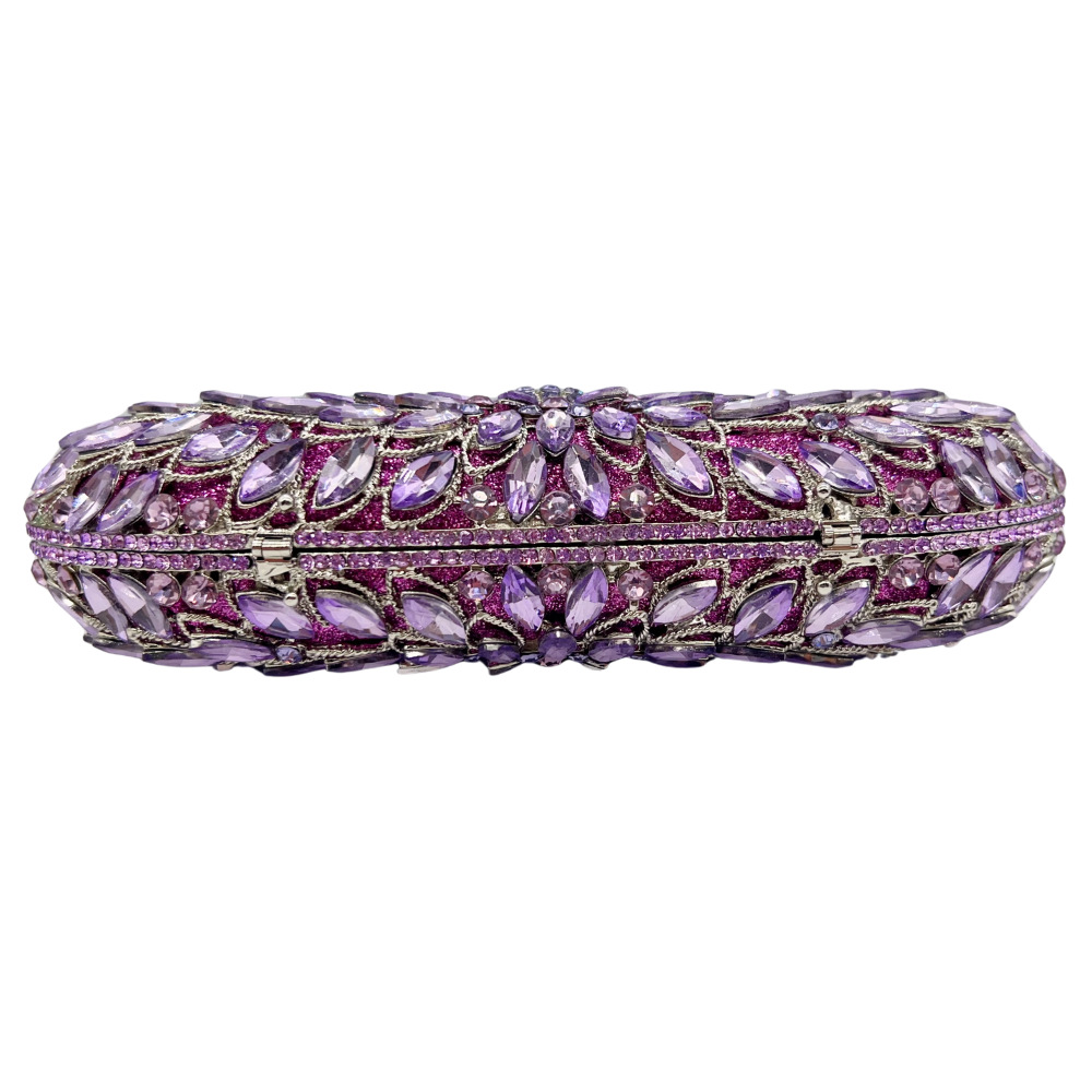Túi clutch nữ đính kim cương hoa violet dự tiệc — Hoa violet