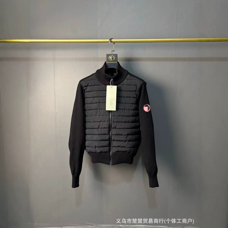 Men's Goose down Knit Jacket with Full Zipper, Lightweight down Knit Jacket, Canadian Style Thin Coat 6830m