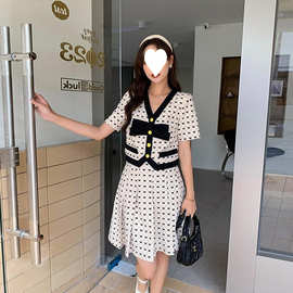 大码女装2025新款胖mm小香风套装遮肉短款蝴蝶结外套百褶裙两件套