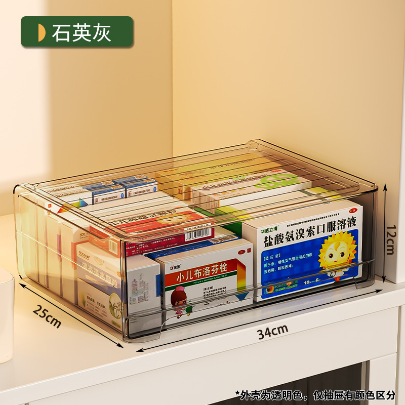 便捷透明药箱药品收纳盒抽屉式药物收纳柜家用大容量医药箱大号家|undefined