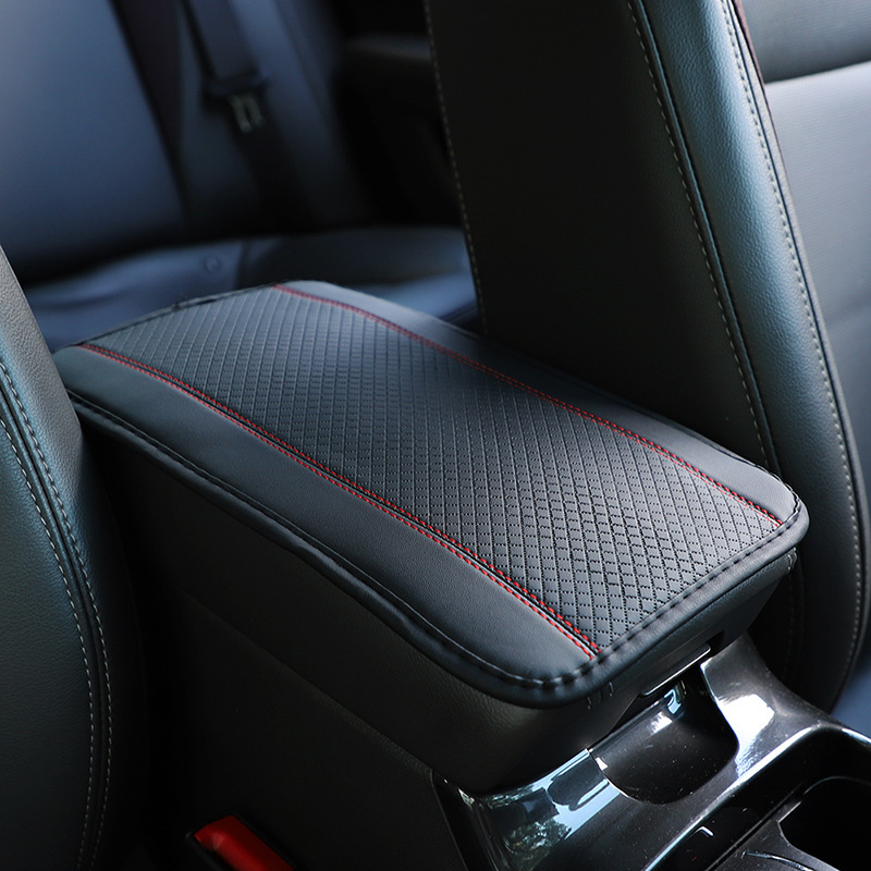 All-season universal armrest box mat, fiber leather embossed, double-stitched, non-slip central armrest box cover mat, Model YL
