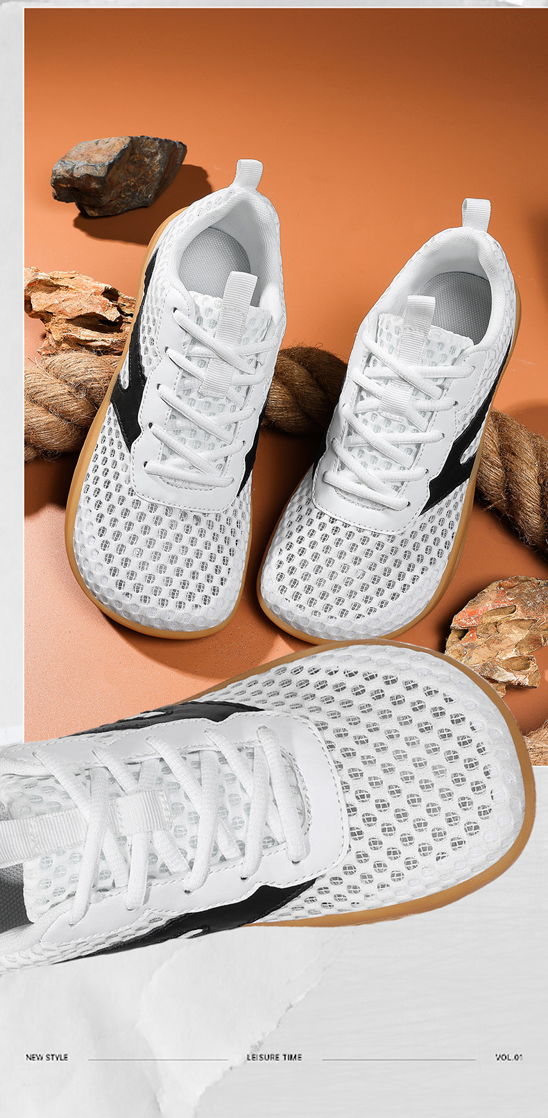 2026 New Model Foreign Trade Summer Mesh Breathable Large Size Shoes Cross-Border Versatile Barefoot Wide-Toed Sneakers_vogvips.com