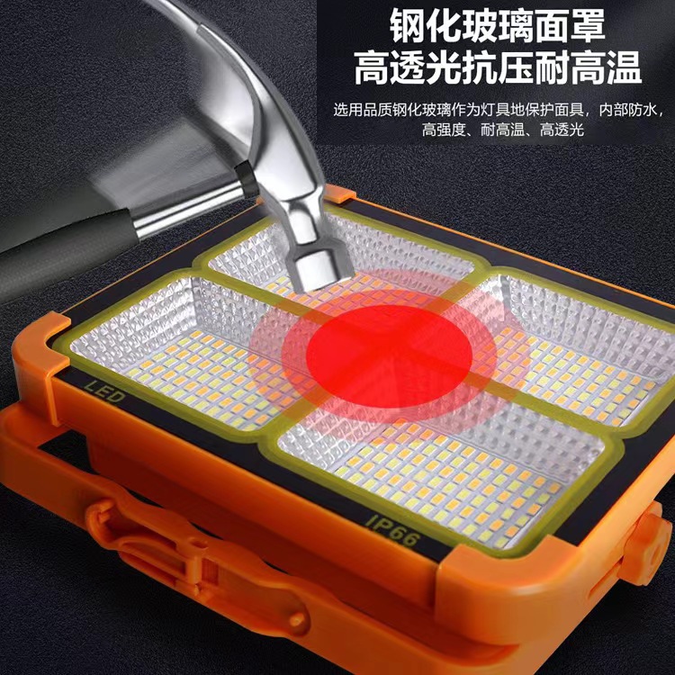 Lugar transfronterizo Iluminación LED exterior Lámpara recargable para acampar portátil solar luz fuerte fábrica de reflectores de emergencia