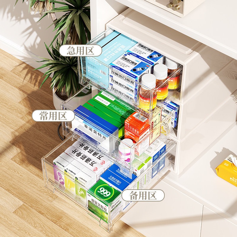 Transparent Medicine Box, Medicine Storage Box, Desktop Drawer-Type Medicine Storage Cabinet, Large-Capacity Household Medical Box Transparent Medicine Box, Medicine Storage Box, Desktop Drawer-Type Medicine Storage Cabinet, Large-Capacity Household Medical Box