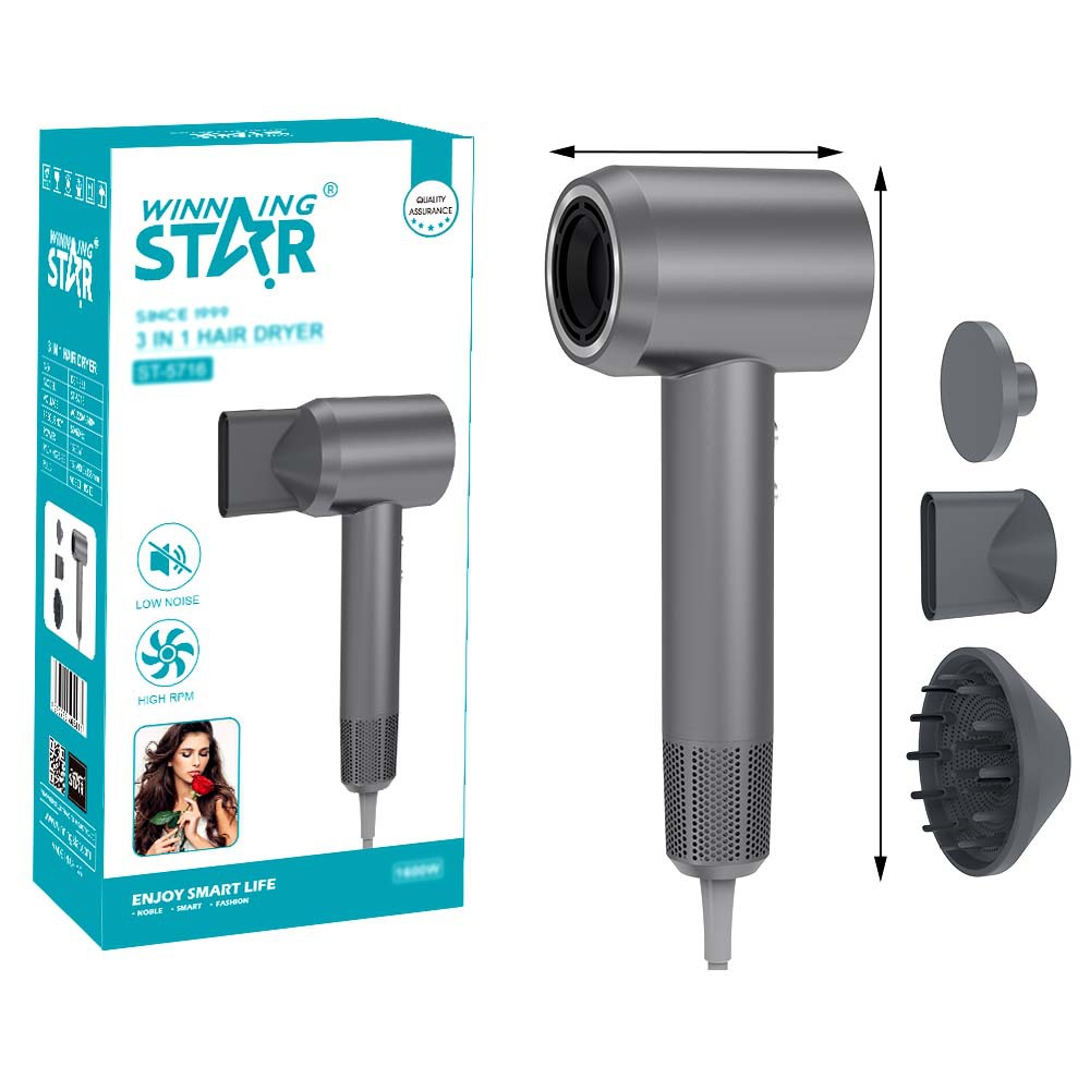 Winning Star comercio exterior exclusivamente para peluquería de alta potencia de 1600W, secador de pelo eléctrico de alta velocidad de múltiples modos para el hogar