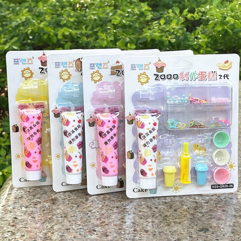 Crema creativa hecha a mano para niños, pastel de cumpleaños de simulación de dibujos animados, material de arcilla ultraligero, juego de papelería