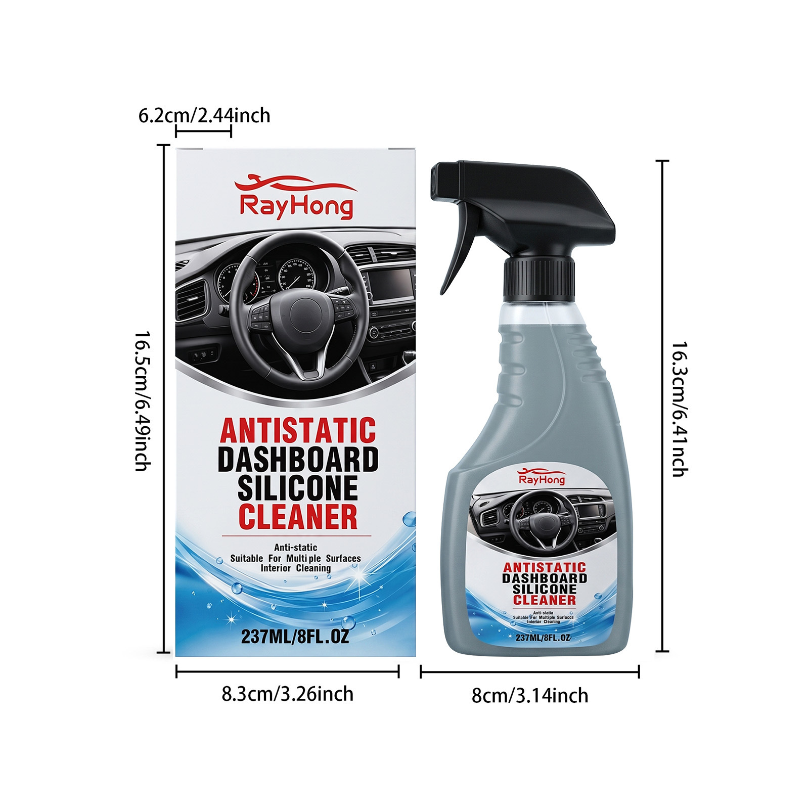 RAYHONG Car Interior Cleaner Car Interior Dashboard Cleaning Stain Removal Care Maintenance Cleaner