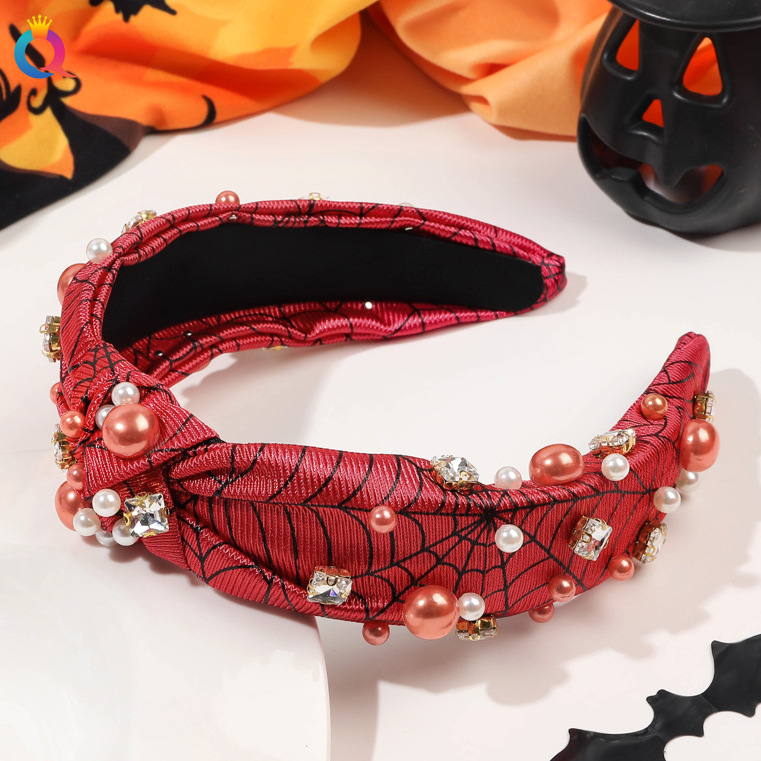 190g Weight Hair Band Hair Accessories Type Pearl Inlay Material 1 Piece Quantity Holiday, Festival Occasion Halloween Festival Skull Pattern Women's Gender Streetwear Style Streetwear Women's Skull Pearl Hair Band 6