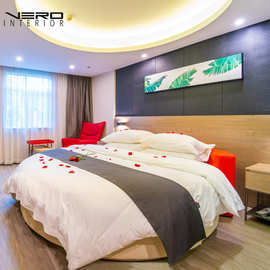 星级酒店家具标间全套新中式实木床民宿宾馆全屋定制单双人家具床