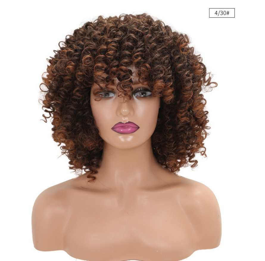 África comercio exterior explosivo cabeza pequeña pelucca damas corta cabeza negra pequeña pelucca Curly Afro Wig