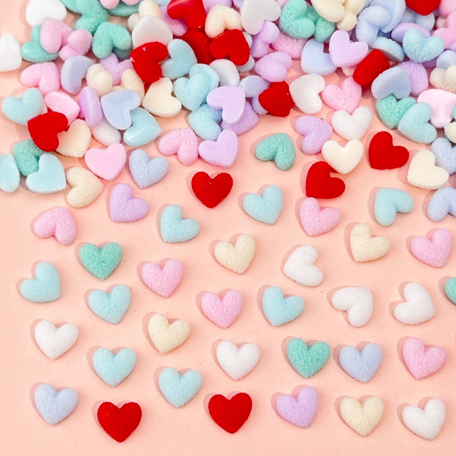 New Sugar Heart Nail Art Jewelry Wholesale Fresh Frosted Peach Heart DIY Earrings Mobile Phone Case Nail Accessories