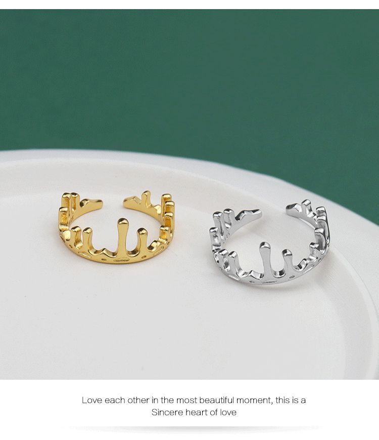 Korean version of the crownshaped opening adjustable irregular finger ringpicture18