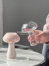 ins风圆头蘑菇杯高硼硅耐热玻璃饮料杯果汁创意造型奶茶杯子