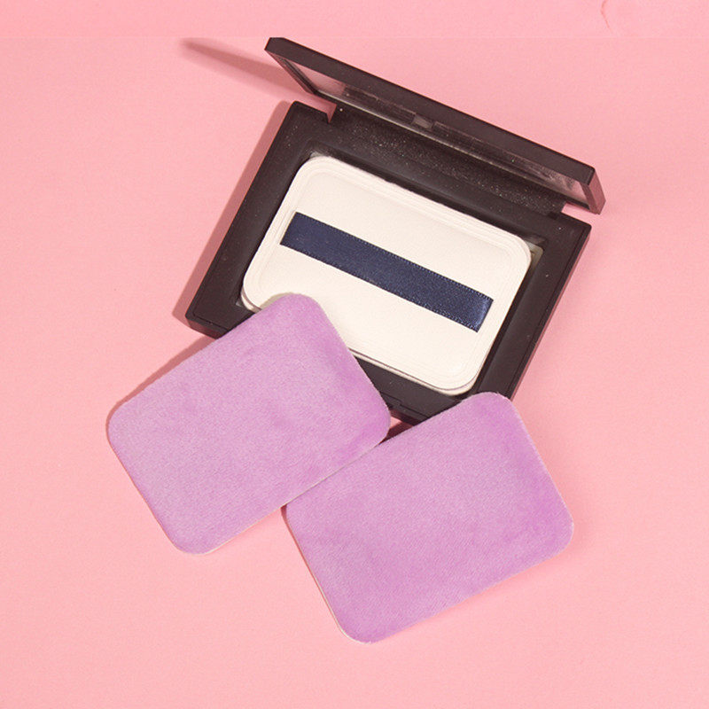 紫色长方形植绒粉扑粉饼修容粉化妆美容粉扑蜜粉饼定妆粉扑带皮