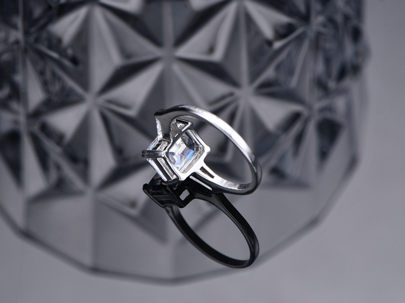 Fashion Simple Style Geometric Sterling Silver Inlay Artificial Gemstones Rings