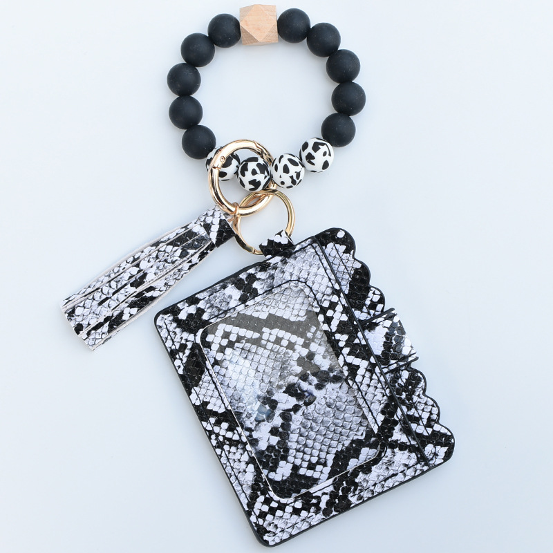95g Weight Keychain Classification 1 Piece Quantity Daily Occasion Silica Gel Material Leopard Pattern Unisex Gender Beaded Design Fashion Style 1 Piece Fashion Leopard Silica Gel Beaded Unisex Keychain 2