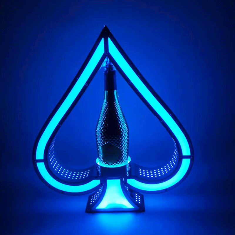 Transfronterizo LED luminoso negro melocotón un asiento de vino de acero inoxidable champán bandeja bar KTV discoteca vino extranjero estante de la exhibición de vino conjunto