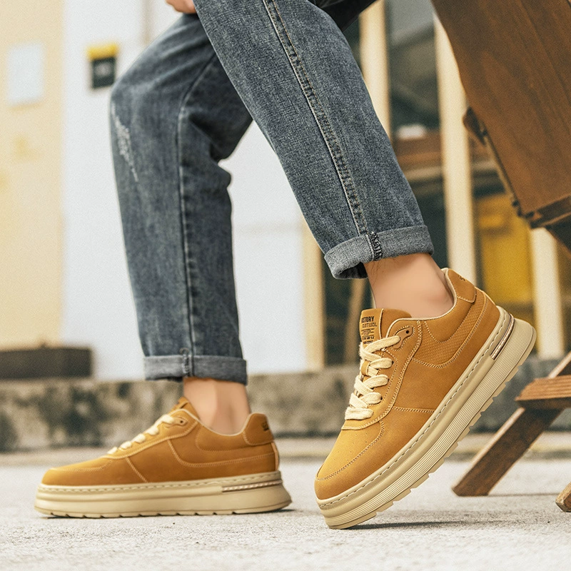 Мужская обувь осенняя и зимняя новая пшеничная ретро осада туфли для мужчин низкая верхняя наружная обувь для отдыха на толстой подошве