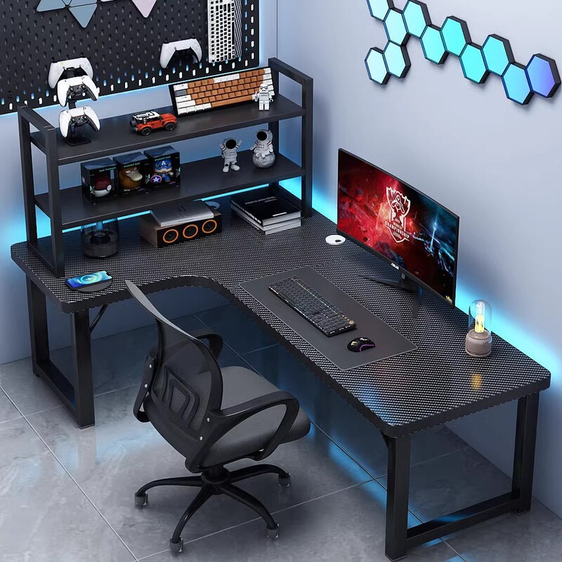 Corner E-sports Table Double Computer Table Desktop Home Corner Desk Bookshelf Bedroom L-shaped Learning Office Table