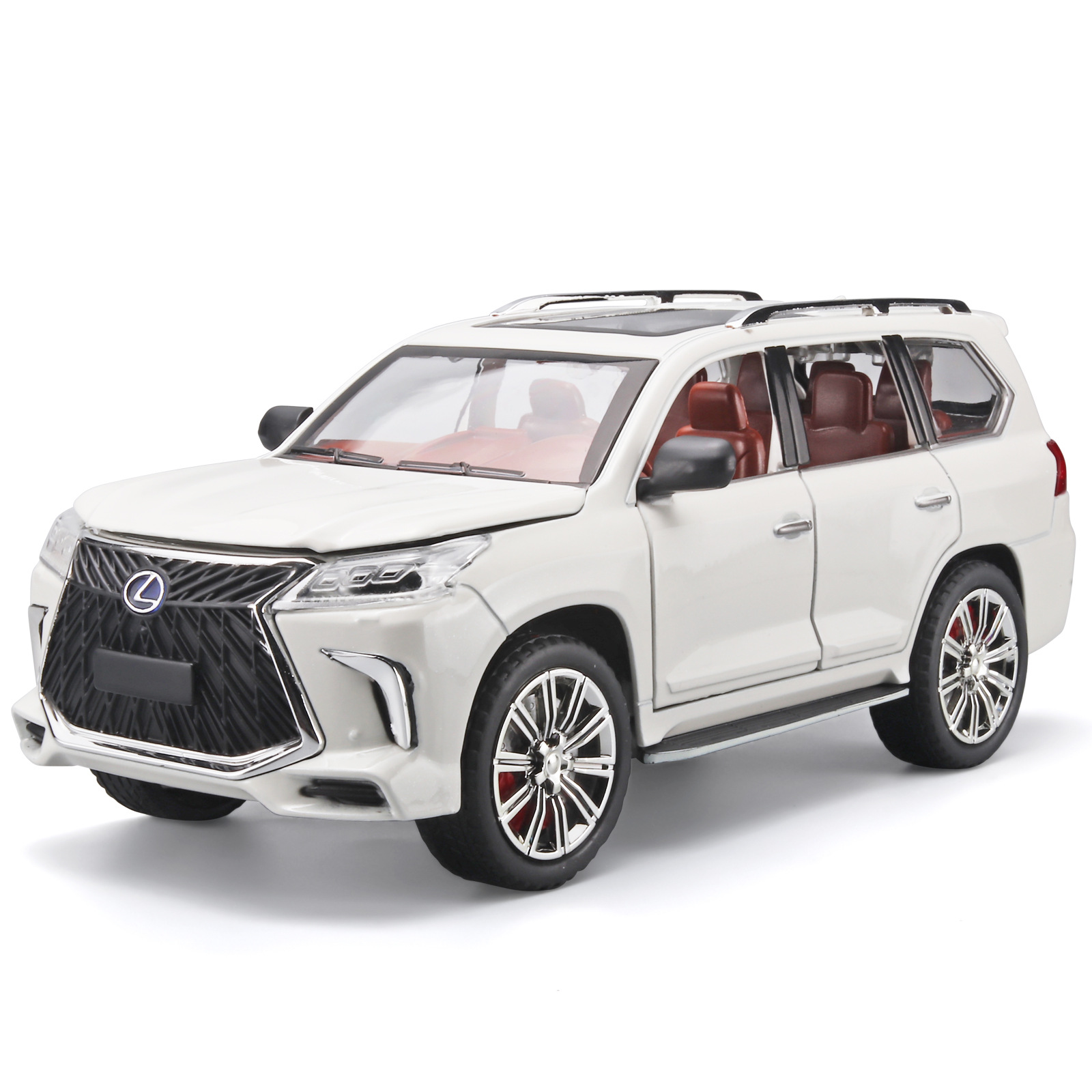 (En caja) 1:24 modelo de coche de aleación de simulación Lexus LX570 pull back decoración del coche de juguete de sonido y luz