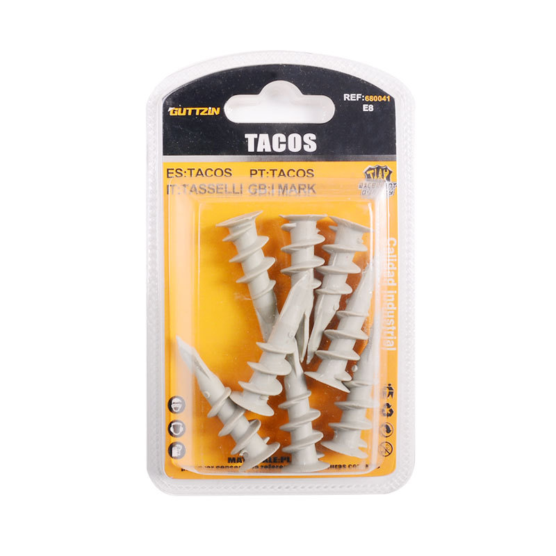 泡壳装小包装一字螺旋型塑料膨胀管 商超五金一字螺旋膨胀管详情2