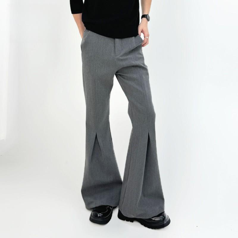 Pleated Trousers, Simple Tr Straight-Leg, Slightly Flared, Cleanfit Casual Long Pants with a Sense of Design