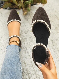B 38243 Hollow Out Pearl Flat Sandals ��a���^��Ь