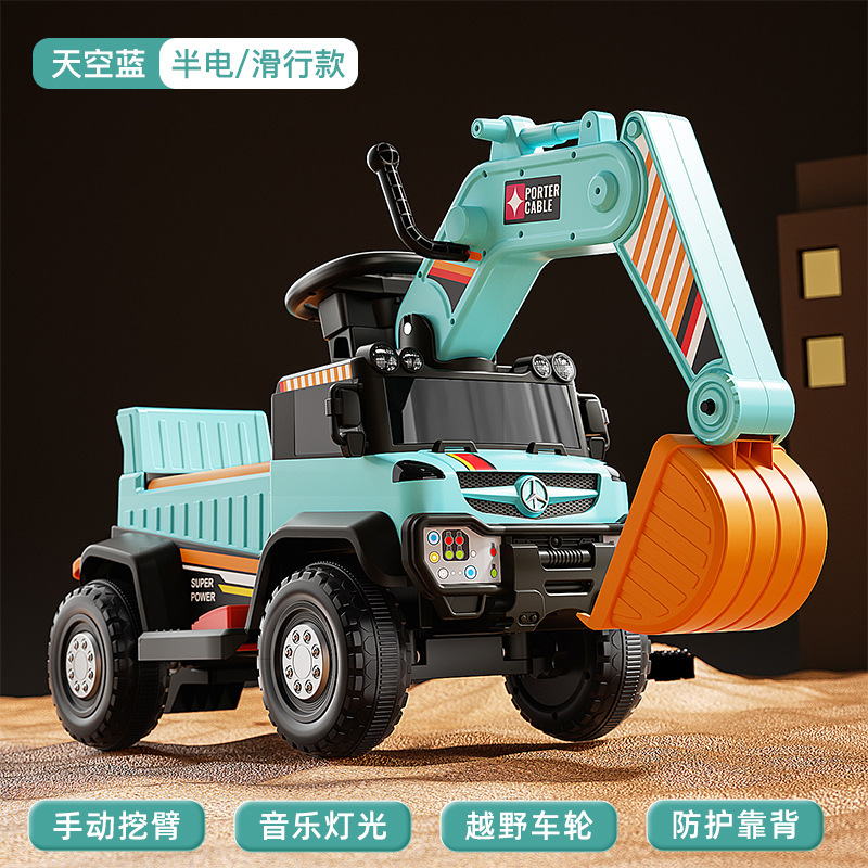 Excavadora para niños, coche de juguete de tamaño grande, coche eléctrico para niños, excavadora de control remoto, coche infantil