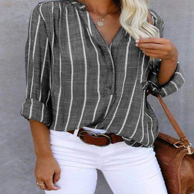 Shirt Long Sleeve Blouses Printing Comfort And Casual Urban Style Stripe display picture 2