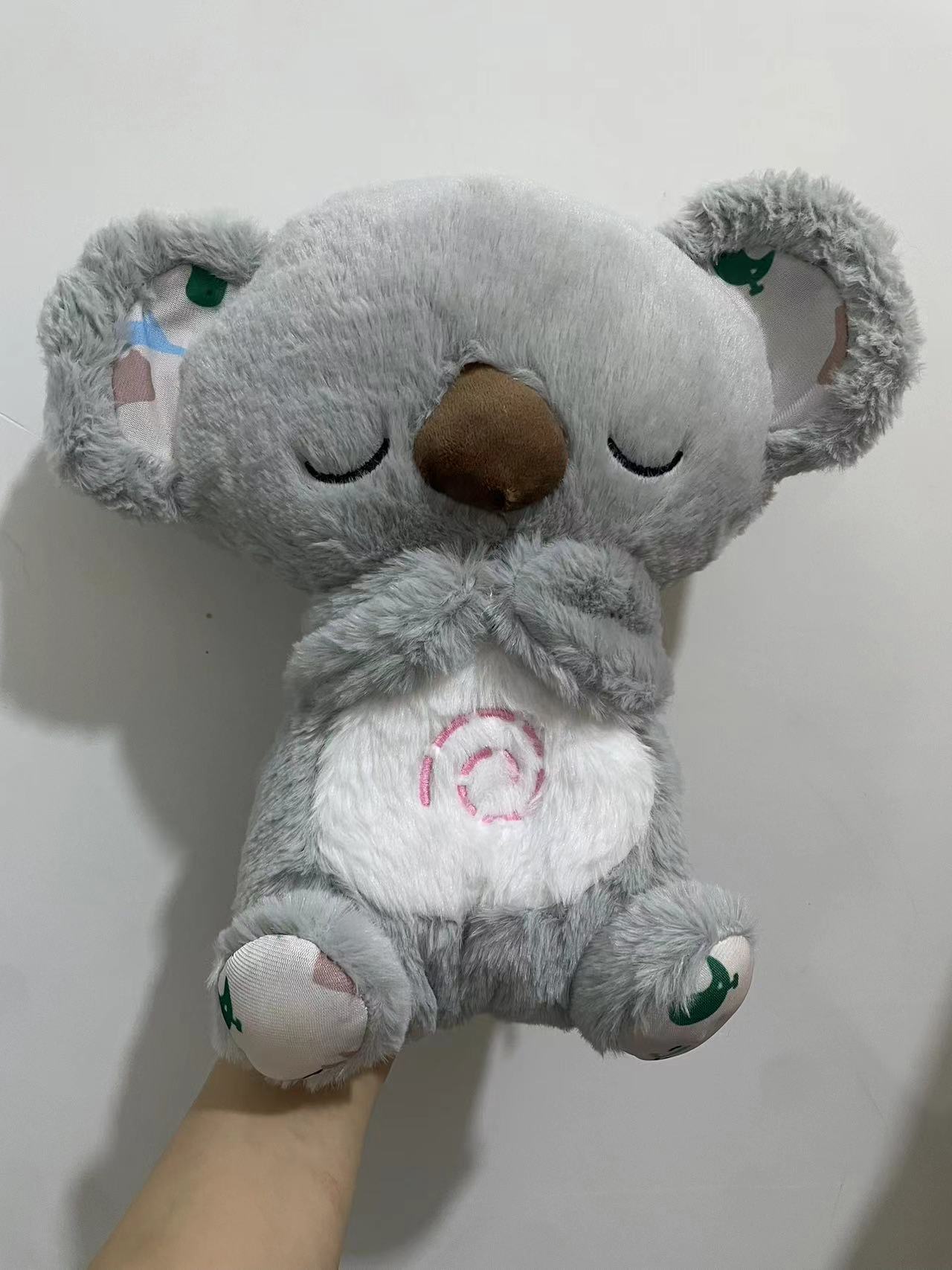 Transfronterizo popular respiración oso luminoso juguete iluminación voz calmante oso sueño oso bebé dormir música muñeca