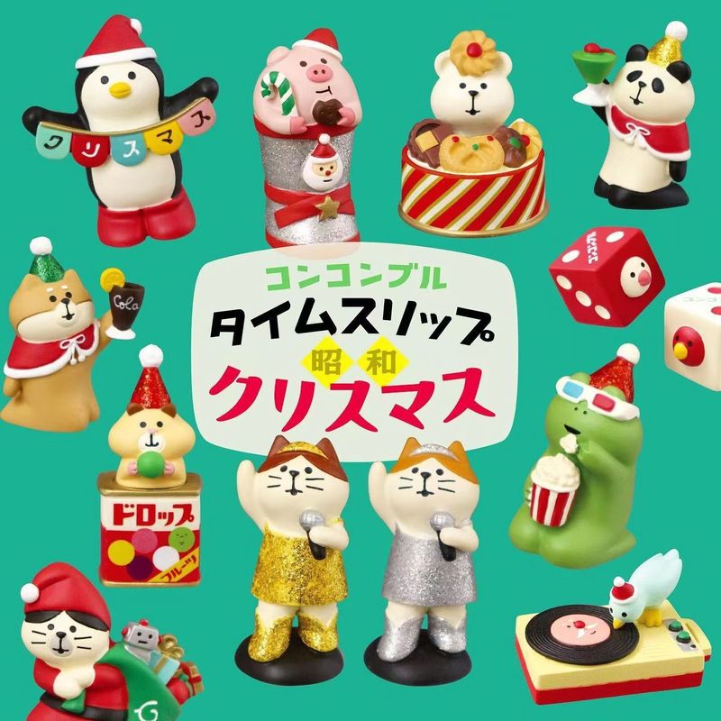 2022 Christmas New Showa Times Japanese Cat Santa Claus Miniature Mini Creative Gift Small Ornaments