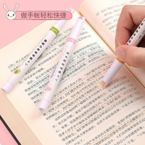 Flower outline curve pen highlighter marker pen wave pen student handbook key color set of line pens