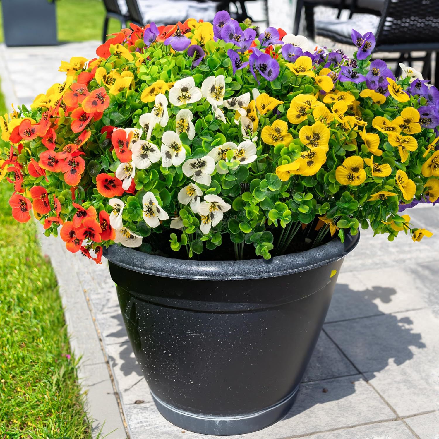 Eucalyptus Pansy Cross-Border Amazon Artificial Flower Pansy Artificial Flower Outdoor Courtyard Fake Flower Wholesale