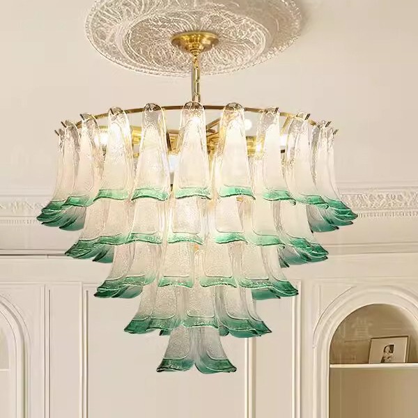 ムーラ階段中古レトロアメリカンガラス軽く豪華フレンチペンダントラノ花びらリビングルーム寝室Muranoムーア|undefined