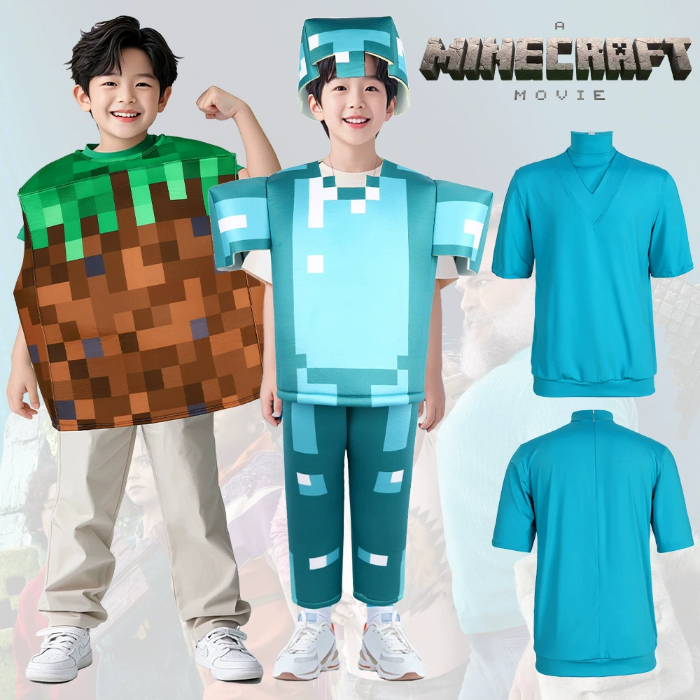 Костюм Minecraft cos Steve, двумерный костюм для косплея, костюм для выступления в реальной жизни Mineraft