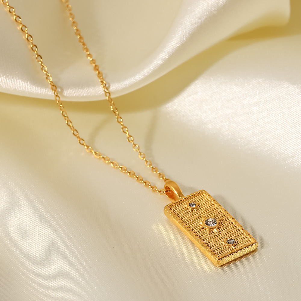 Fashion Sun Stainless Steel Necklace Gold Plated Zircon Stainless Steel Necklaces