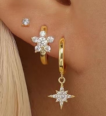 Eight-pointed Star Drop Earrings With Zircon For Women Luxury Style_voghion.com