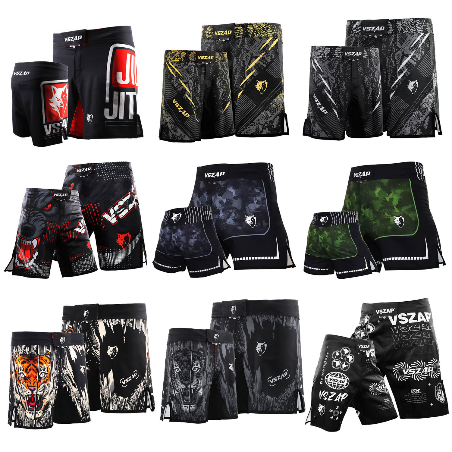VSZAP Fighting Shorts Fitness Training MMA Jiu-Jitsu Sanda Thai Boxing Casual Running Boxing Gym Customization