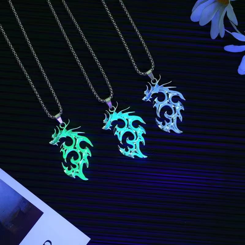 12g Weight Ethnic Style Dragon Alloy Rope Luminous Plating Men's Pendant Necklace