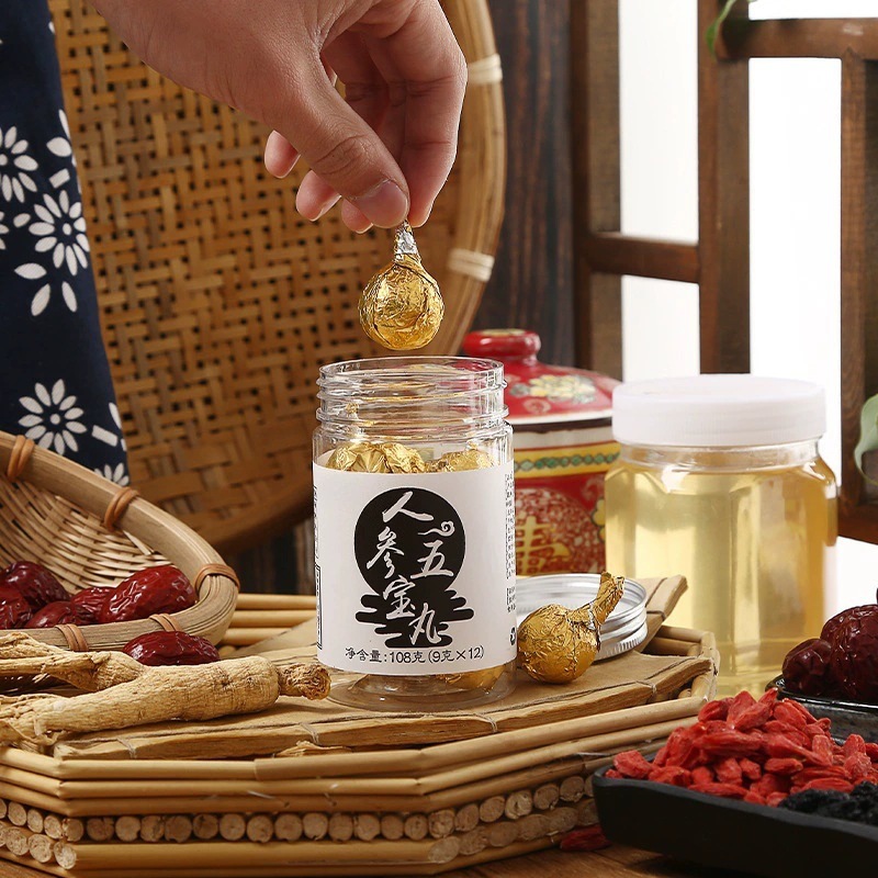 Ginseng Five Treasures Pills 108g Bottle Ren Shen Wu Bao Wan Herbal Wellness Pills Daily Tonic quality and texture