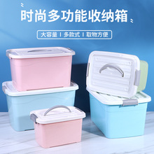 收纳箱塑料整理箱车载储物箱手提整理箱儿童玩具收纳盒可印Log