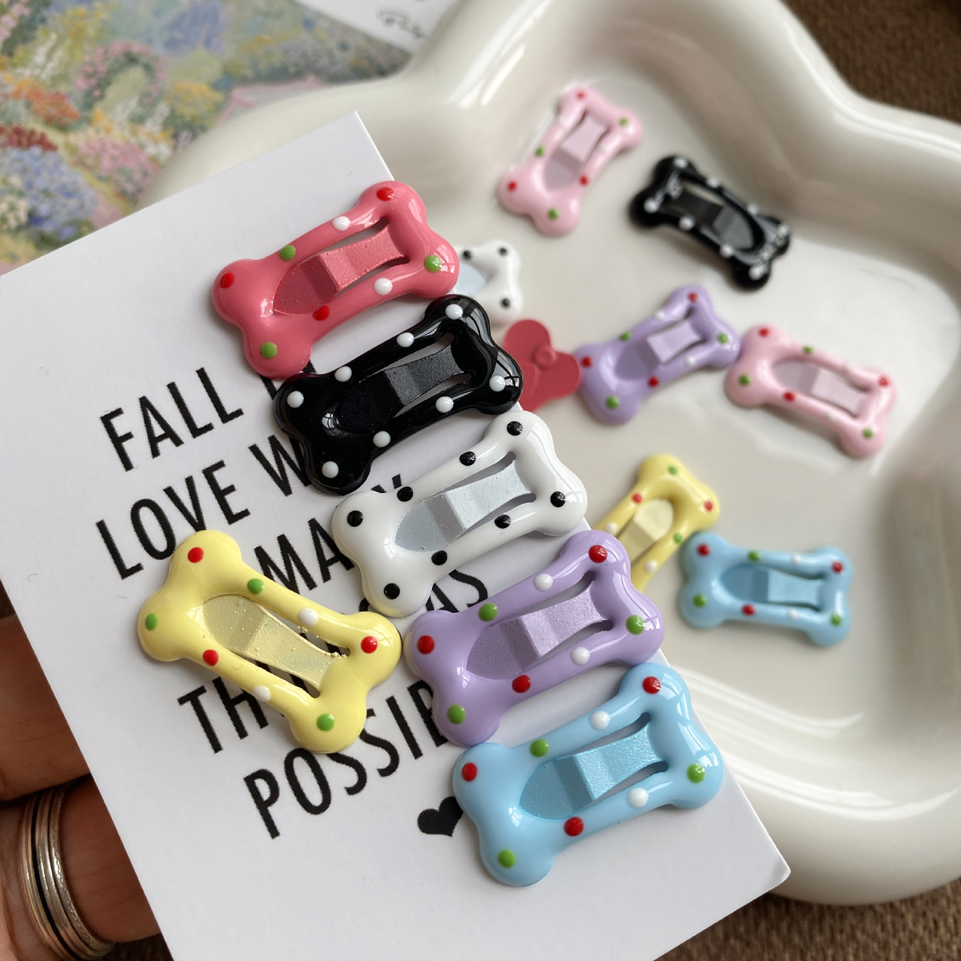 S new candy-colored oil-drip polka dot pet hair clip mini bb clip ins-style pet hair accessory wholesale