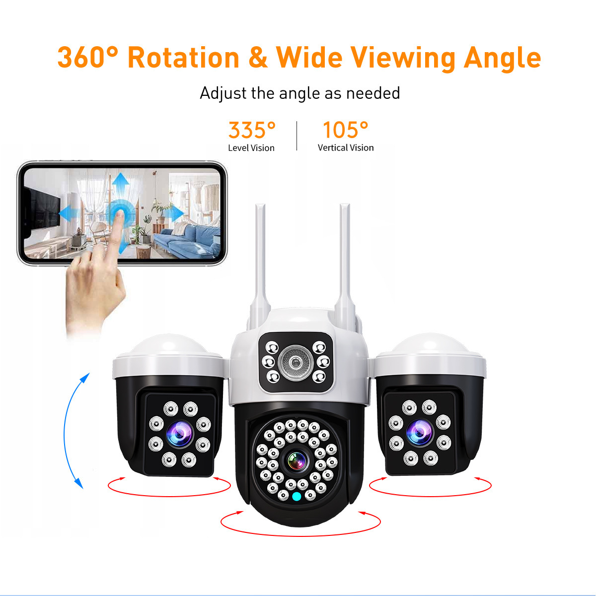 V380太阳能摄像头4G双画面枪球三目10倍变焦低功耗电池无